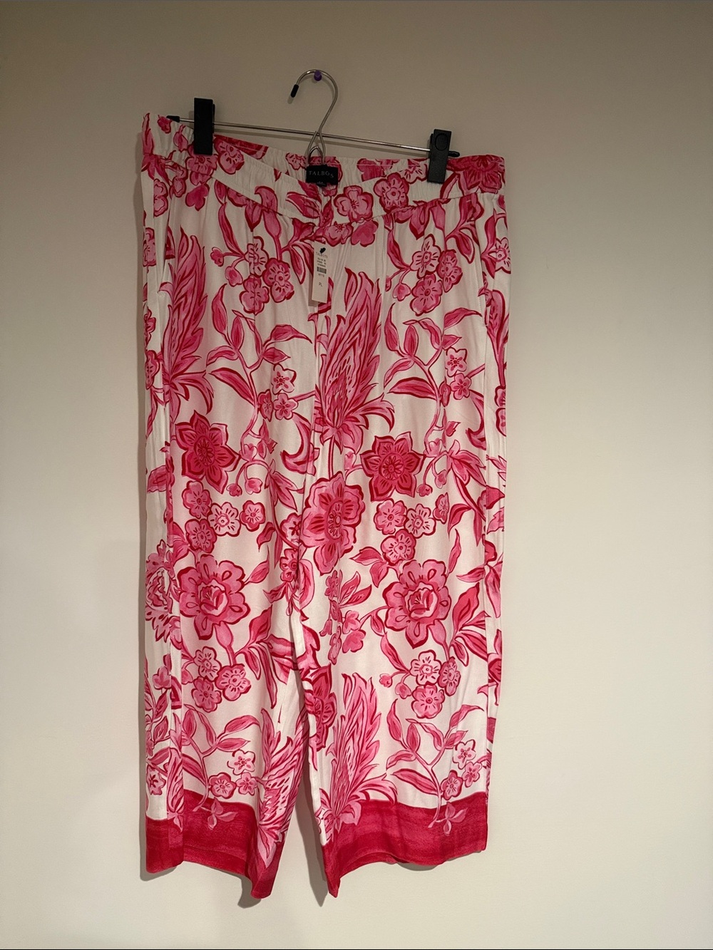 Talbots White Capri Pants with Pink Floral Print